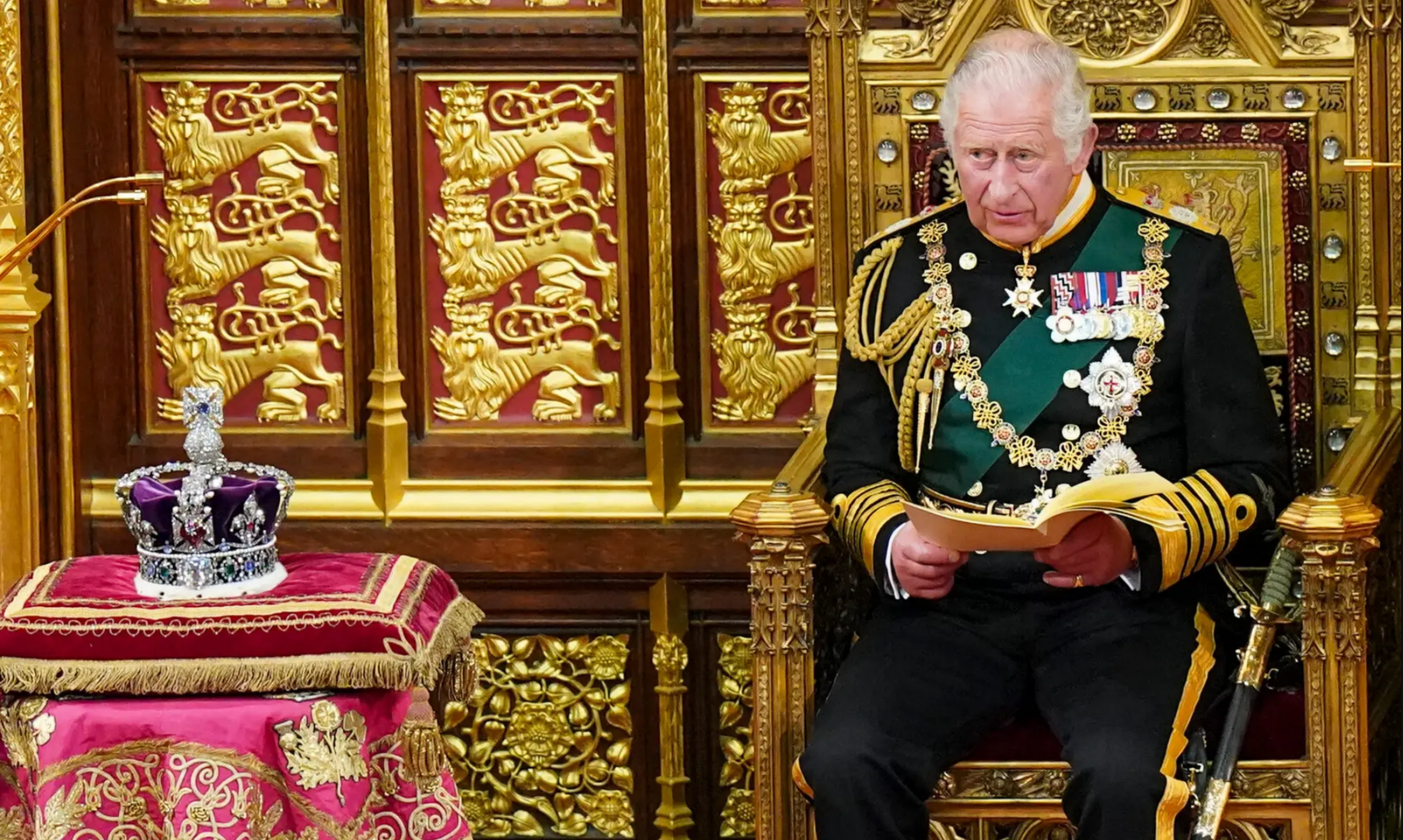 Charles sat on a throne of gold